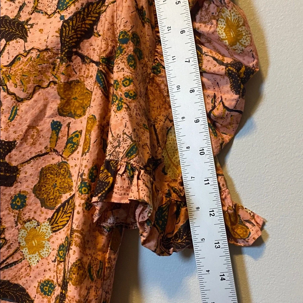 Ulla Johnson Joni Blouse Women’s 2 Multicolor Floral Cotton Boho Puff-Sleeve Top